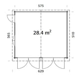 Roger 28.4m2 (5.75x5.1m | 44mm) Puidust ustega kahekohaline freespruss-garaaž