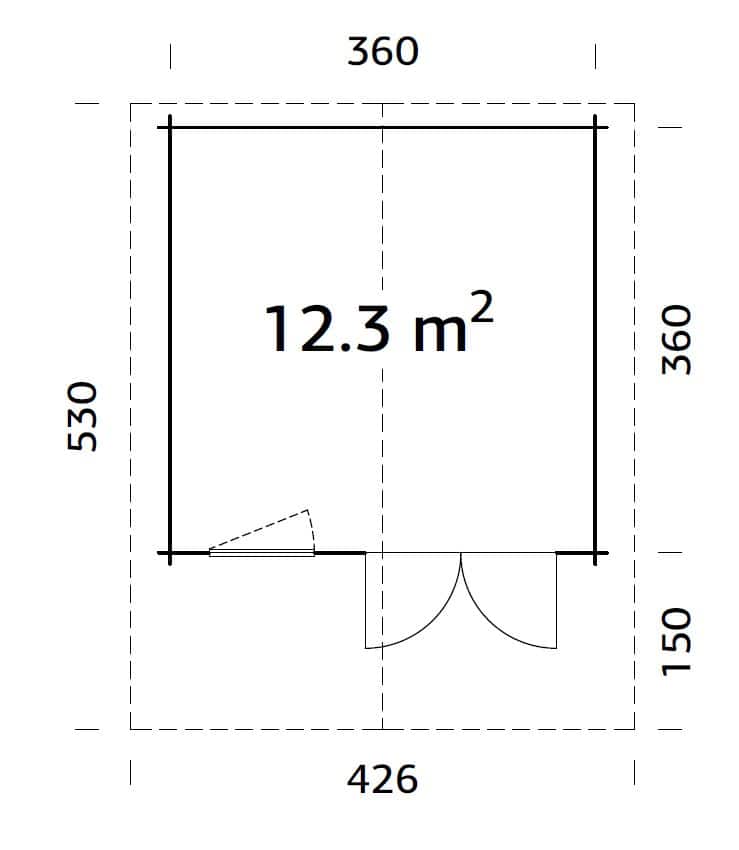 Sally 12.3m2 (3.6x3.6m | 44mm) Traditsiooniline freespruss-aiamaja
