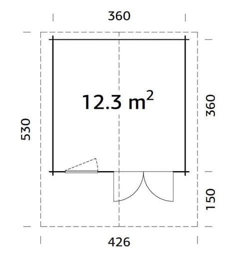 Sally 12.3m2 (3.6x3.6m | 44mm) Traditsiooniline freespruss-aiamaja