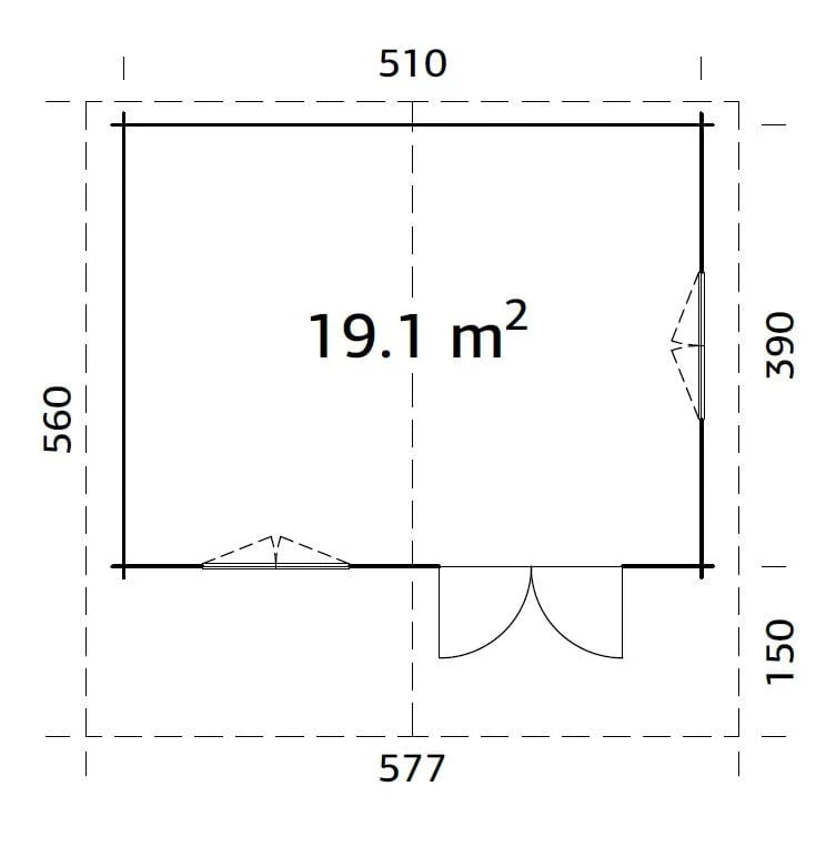 Sally 19.1m2 (5.1x3.9m | 44mm) Suur põhjamaises stiilis freespruss-aiamaja