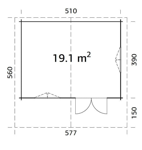 Sally 19.1m2 (5.1x3.9m | 44mm) Suur põhjamaises stiilis freespruss-aiamaja