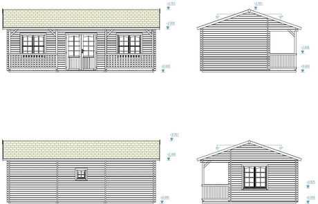 Sandra 25.6+11.1m2 (7.71x3.5m | 44mm) Kolmetoaline freespruss-suvila
