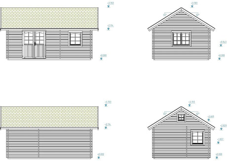 Sandra 29.9m2 (5.85x3.9m | 44mm) Kolmetoaline freespruss-suvila