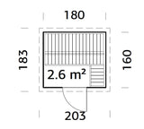 SAUNAKOMPLEKT Eir (2,6m2 | 1,8x1,6m |44mm) Aiasaun koos kerise, kivide ja katusekattega