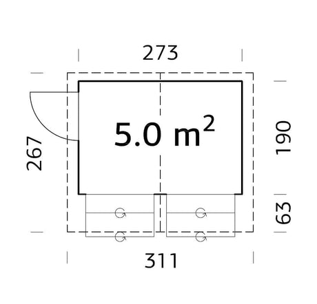 Stella 5m2 (2.73x1.9m | 16mm) Valmis seinaelementidest kiosk