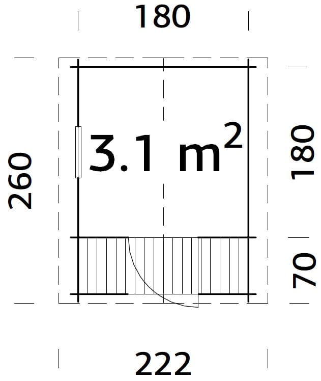 Stina 3.1m2 (1.8x1.8m | 19mm) Freesprussidest mängumaja