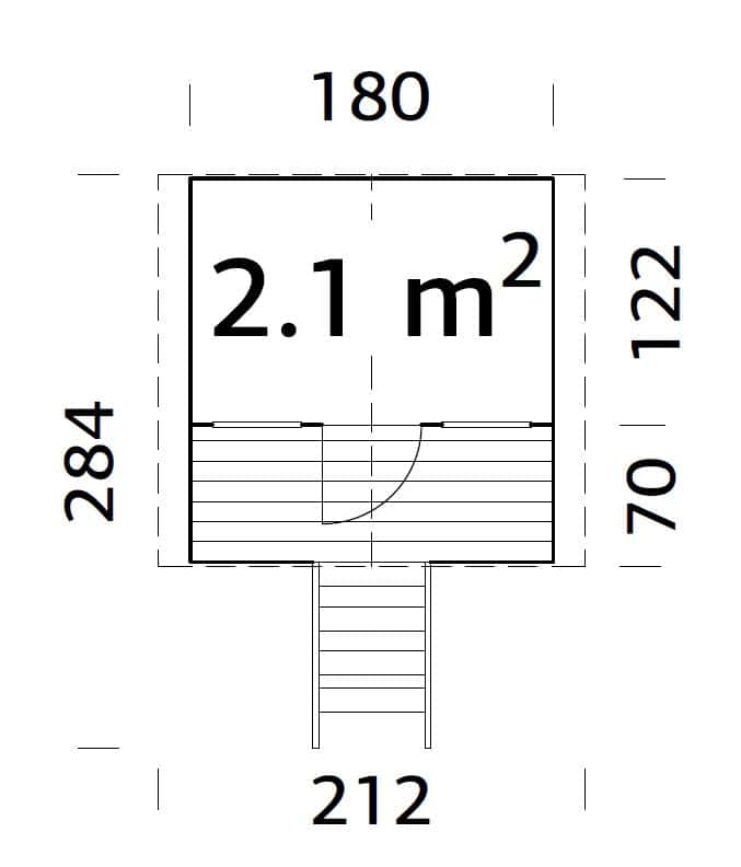 Toby 2.1m2 (1.8x1.22m | 16mm) Valmis seinaelementidest pikkade jalgadega mängumaja