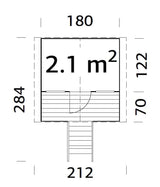 Toby 2.1m2 (1.8x1.22m | 16mm) Valmis seinaelementidest pikkade jalgadega mängumaja