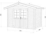 Valentine 4.7m2 (2.76x1.8m | 28mm) Süvaimmutatud freespruss-aiakuur kahepoolse uksega