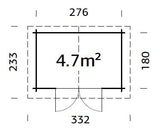 Valentine 4.7m2 (2.76x1.8m | 28mm) Süvaimmutatud freespruss-aiakuur kahepoolse uksega