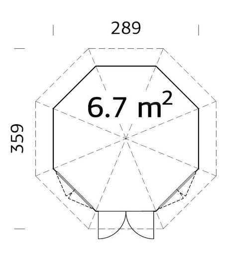 Veronica 2 6.7m2 (2.89x2.89m | 28mm) Valmis seinaelementidest kahe aknaga paviljon