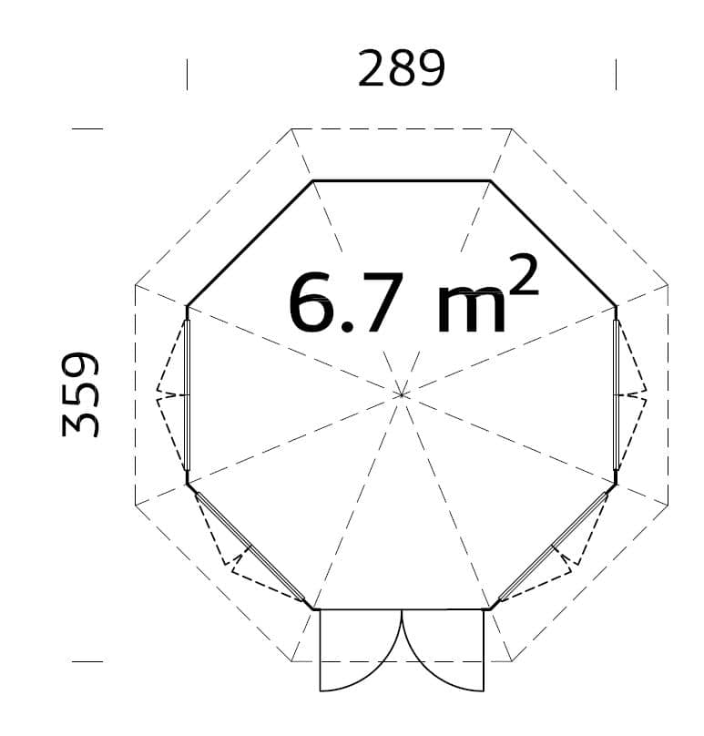 Veronica 4 6.7m2 (2.89x2.89m | 28mm) Valmis seinaelementidest nelja aknaga paviljon