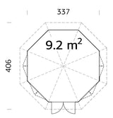 Veronica 4 9.2m2 (3.37x3.37m | 34mm) Valmis seinaelementidest nelja aknaga paviljon
