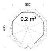 Veronica 7 9.2m2 (3.37x3.37m | 34mm) Valmis seinaelementidest seitsme aknaga paviljon