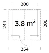 Vivian 3.8m2 (2x2m | 28mm) Kompaktne freespruss-aiamaja