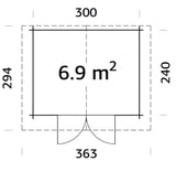 Vivian 6.9m2 (3x2.4m | 28mm) Kompaktne freespruss-aiamaja