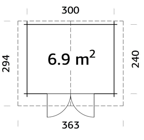 Vivian 6.9m2 (3x2.4m | 28mm) Kompaktne freespruss-aiamaja
