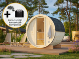 SAUNAKOMPLEKT: Anita 0.9m2 (2x1.6m | 42mm) torusaun koos kerise ja kividega