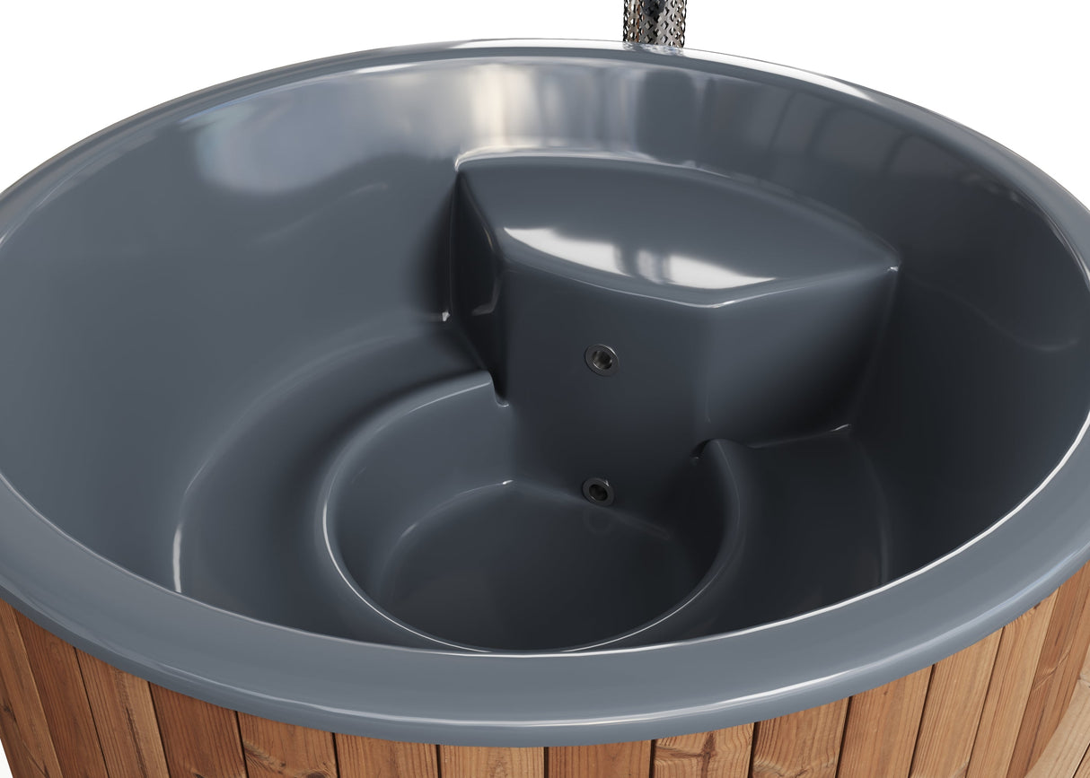 Solace L (d220cm | 8 inimese ) integreeritud ahjuga suur ümar kümblustünn - termokate, termomeeter ja LED tuli kompletis